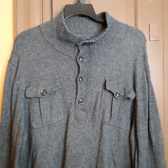 Gap Men Grey Half Button Long Sleeve Sweater size XXL - Picture 10 of 12